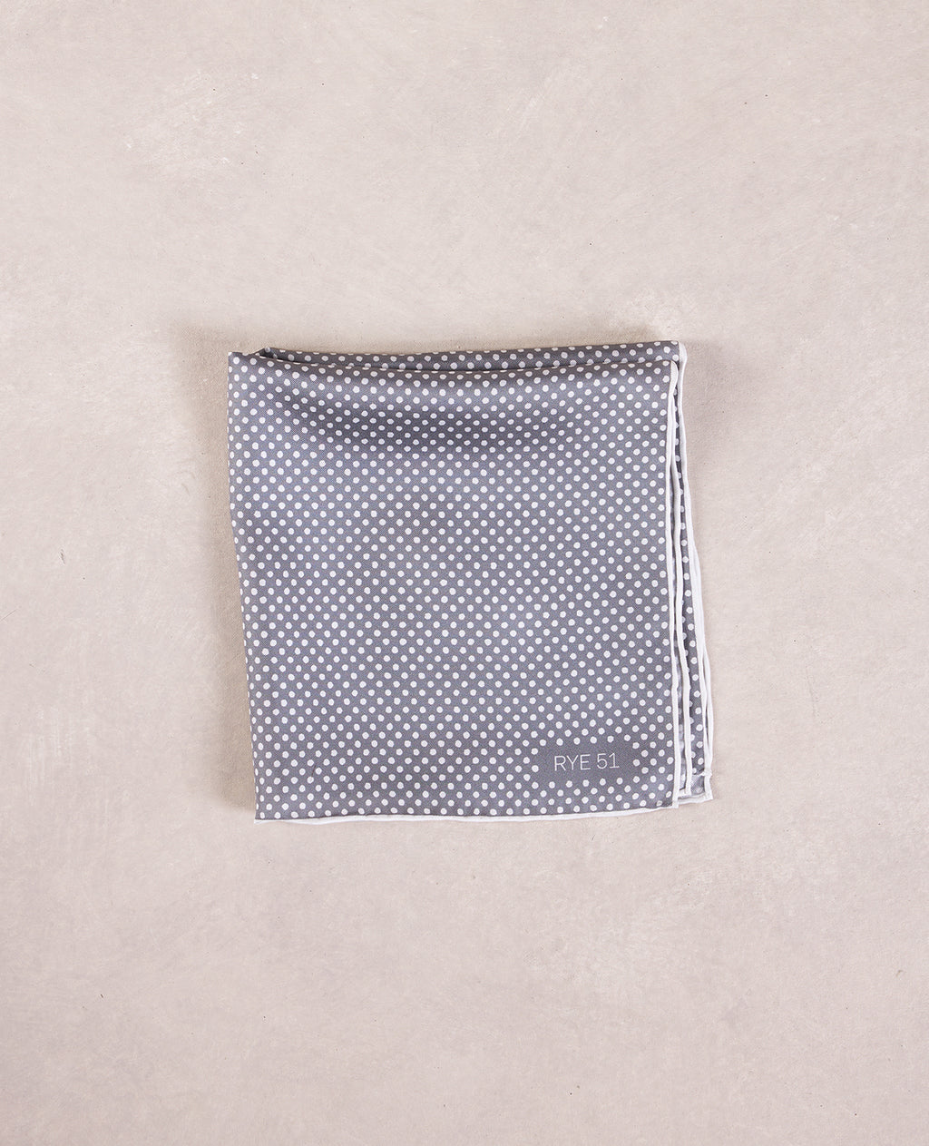 The Silk Pocket Square - 100% Silk Pocket Square - Grey w/ White Polka Dot